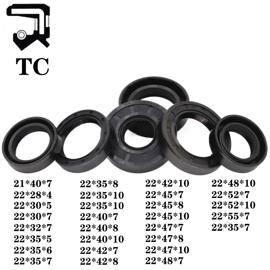 

TC 21 22 23*28 30 32 35 38 40 42 45 47 48 52 55*4 5 6 7 810 Nitrile Rubber NBR Grooved Lip Spring Gasket Ring Skeleton Oil Seal