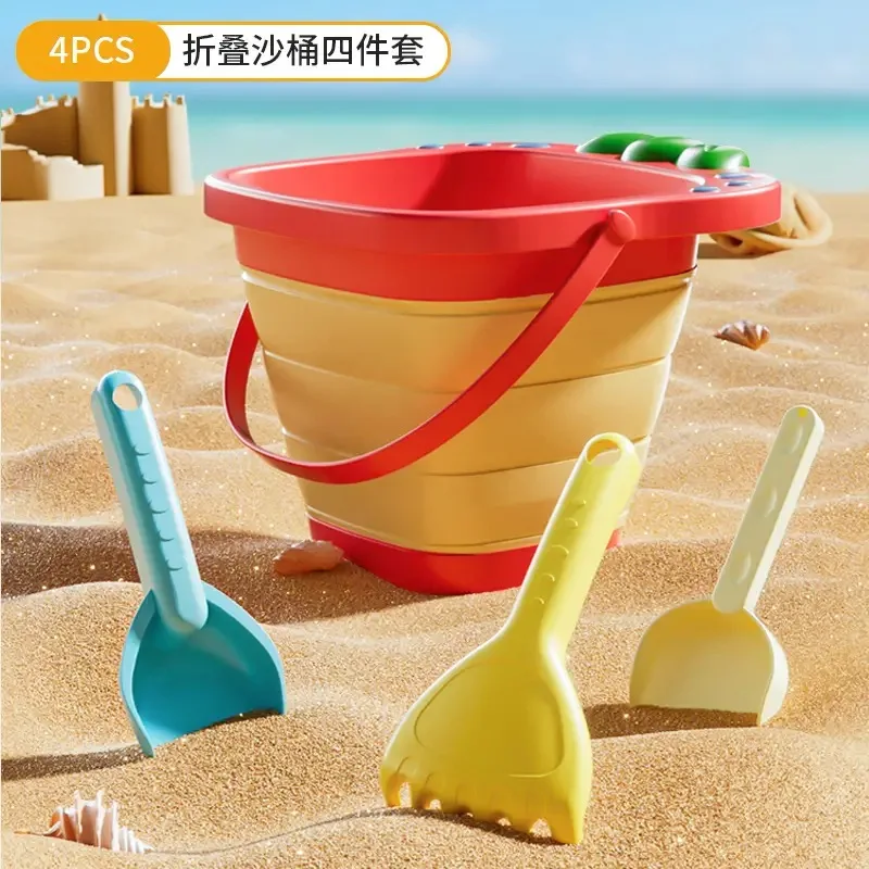 Składane składane wiadro zestaw zabawek plażowych narzędzia przenośny zestaw do piasku dla dzieci podróż na świeżym powietrzu podwórko piaskownica zagraj w prezent dla dzieci