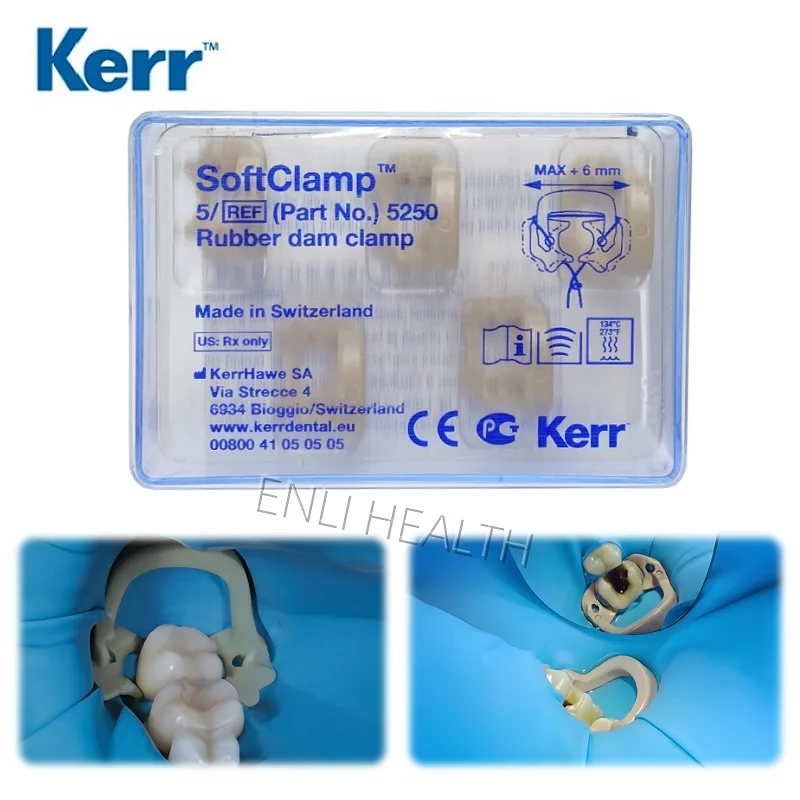 

Kerr Dental Soft Clamp Rubber Dam Clamp Universal Molar Teeth Polymer High Temperature Resistant Disinfection 5pcs Dental Tools