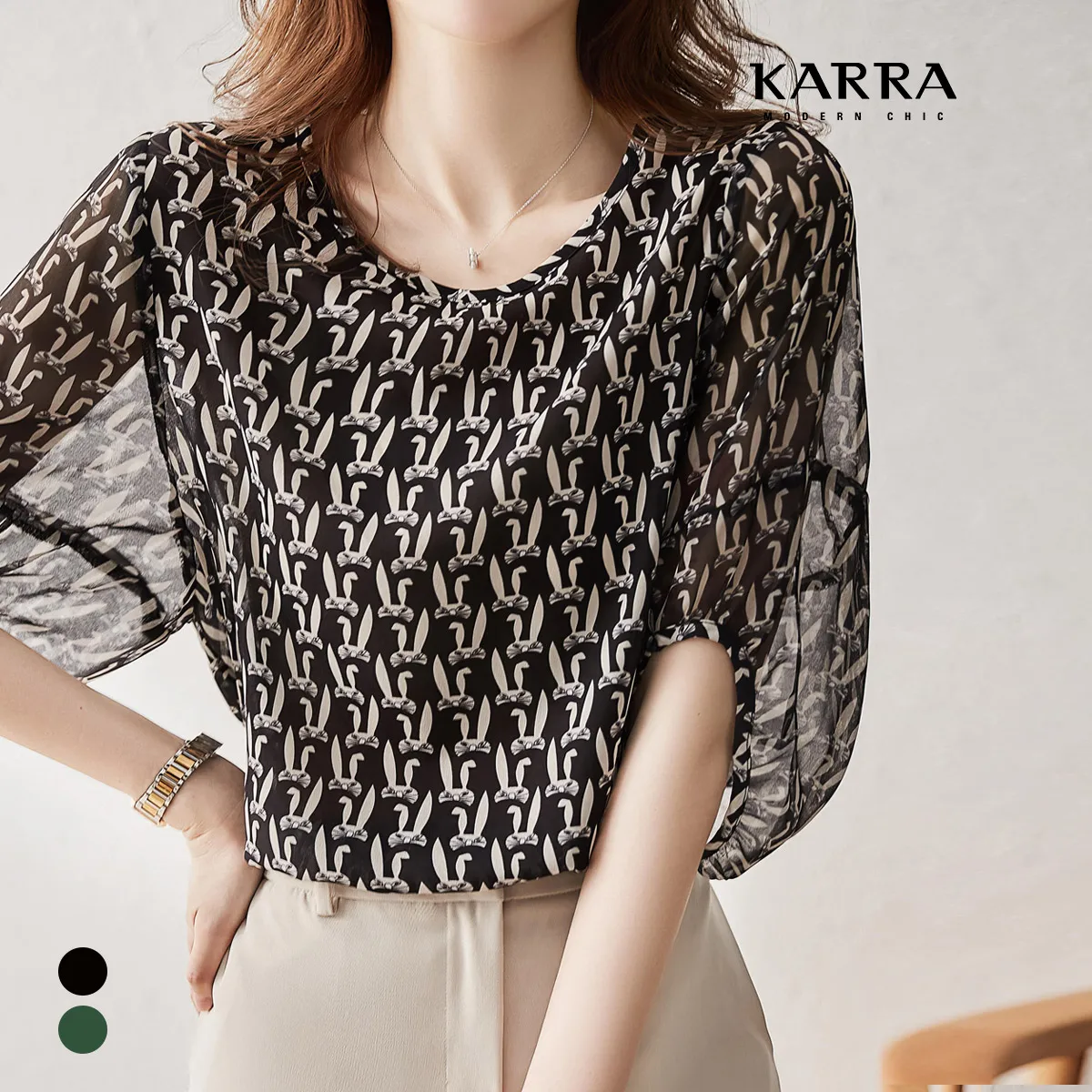 KARRA Rabbit Pattern Blouses _ KB4MBL025C