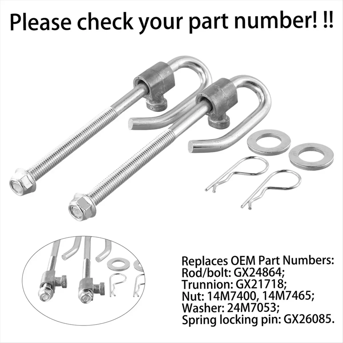 GX24864 Deck Lift Hanger Rod Kit for Lawn Mower,Deck Lift Link Kit for JD E130 LA120 Lawn Mower Tractor-A56M