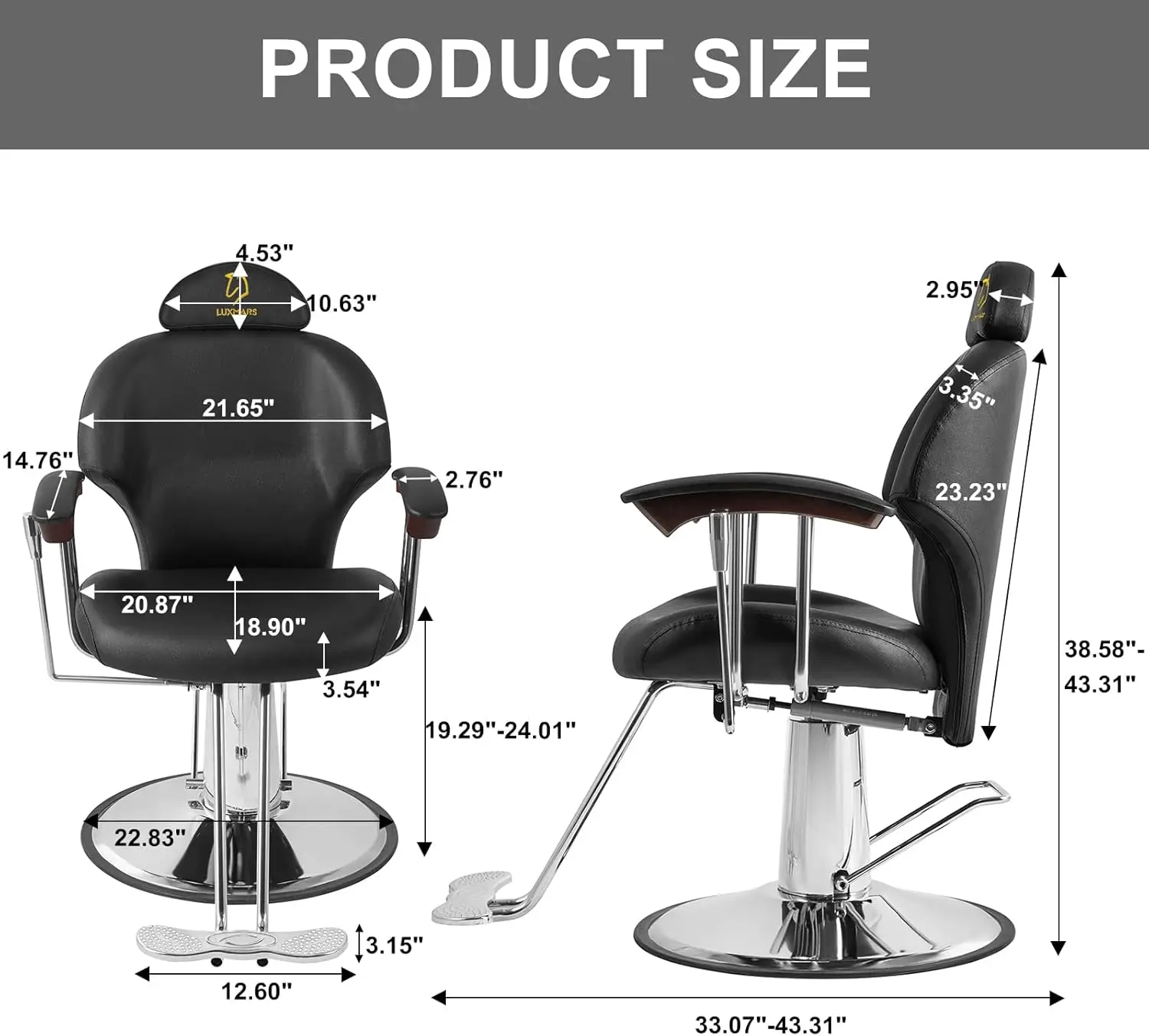 Barber Chair Hydraulic Reclining Salon 360 Degrees Rolling Swivel Barber  Salon  Styling Chair