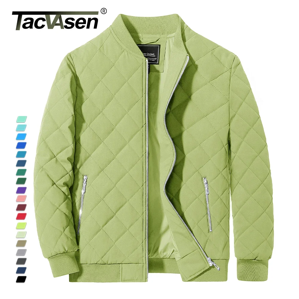 TACVASEN Padded Warm Jackets Womens Classic Retro Pilot bomber Jackets Diamond Quilted Coats Full Zip Up Pockets Casual Outwear