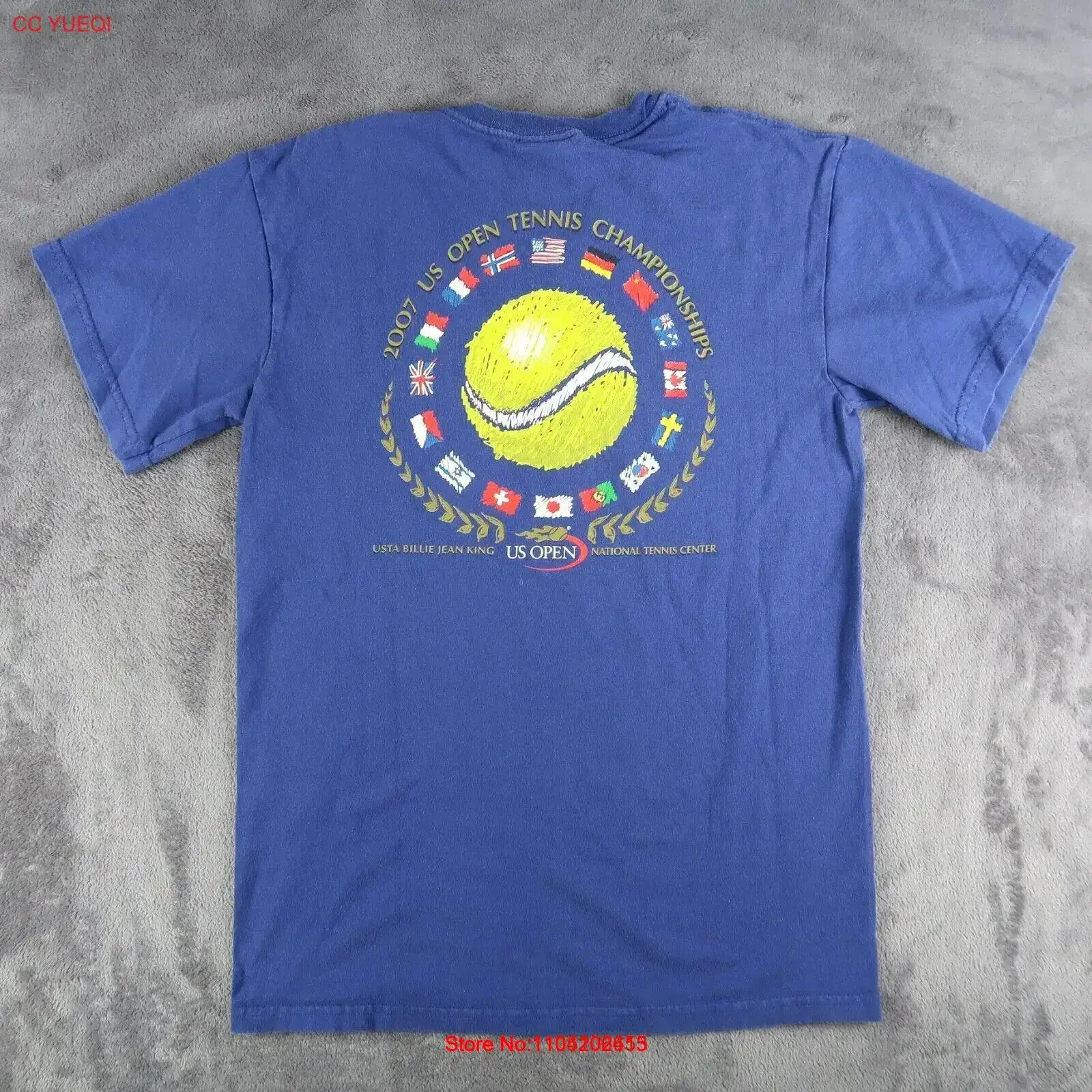 

Мужская футболка US Open Teamhips 2007, синяя футболка USTA, размер S, маленький винтажный потертый дышащий топ для повседневной носки, повседневная одежда