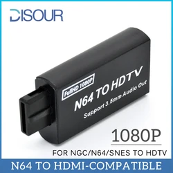 DISOUR 1080P N64 to HDMI-compatible Converter Game Adapter Plug and Play HD Cable Adapter for Nintendo 64/NGC/SNES Accessories