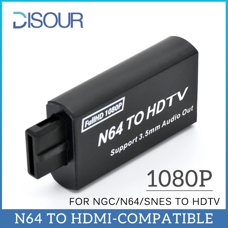 DISOUR HDMI 호환 변환기 게임 어댑터, 플러그 앤 플레이 HD 케이블 어댑터, 닌텐도 64, NGC, SNES 액세서리, 1080P N64 