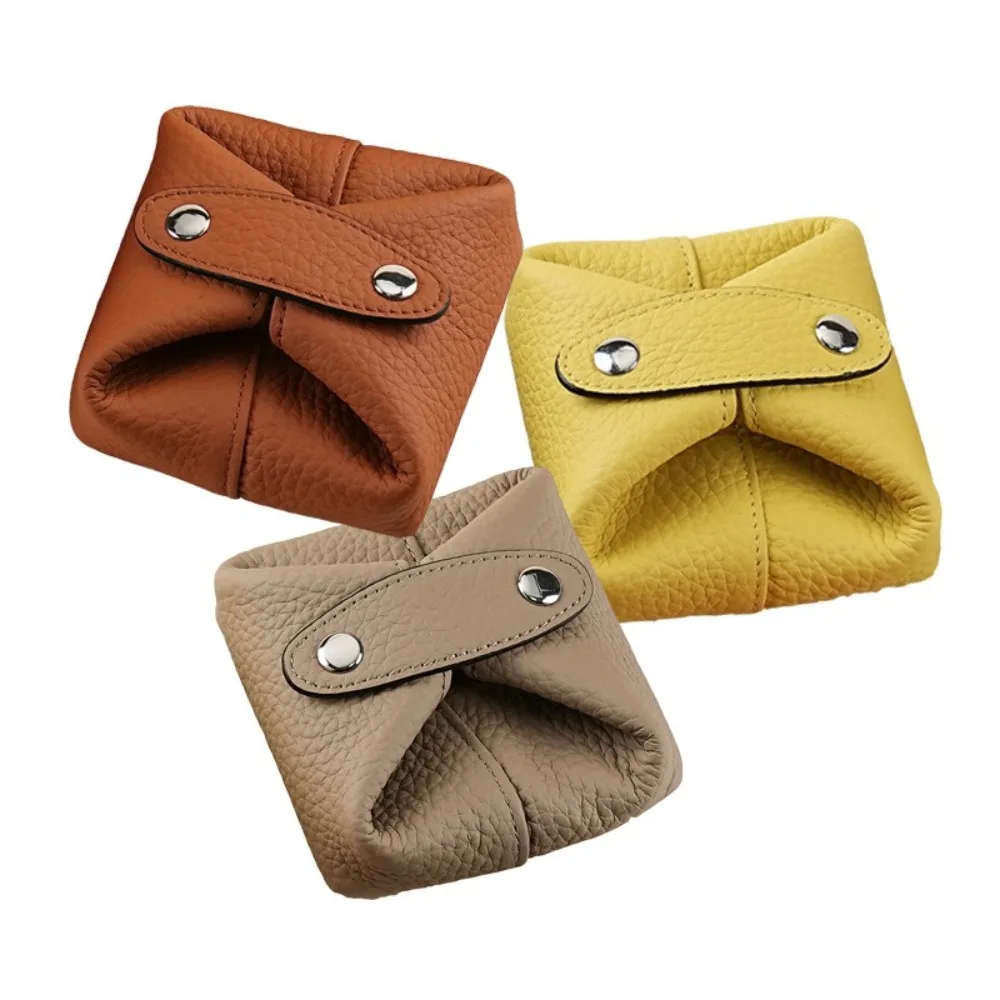 

Solid Color Cowhide Coin Purse Korean Style Multi-function Coin Purse Car Key Storage Mini Cosmetic Bag Small Earphone Bag