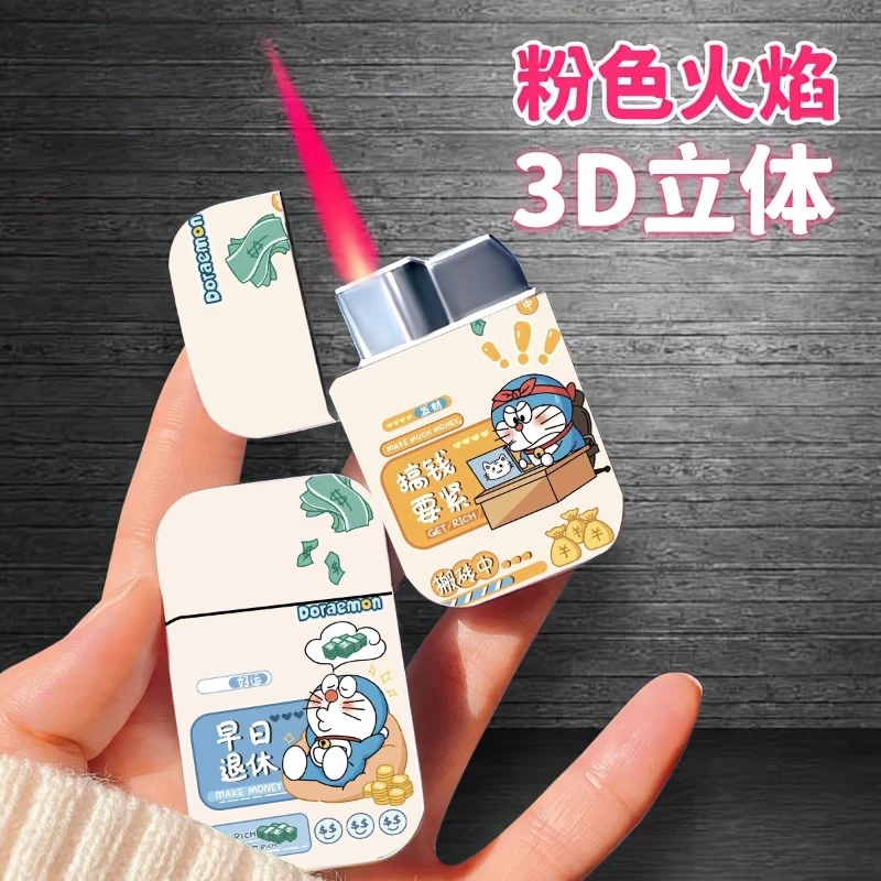 

Cartoon Cute Pink flame Cigarettes Pocket Lighters Windproof Inflated Jet Cigar Lighter Portable Refillable Lighters Smoker Gift