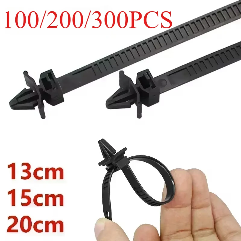 100/200/300pcs Wire Harness Fastener Clamp Clips Cable Ties Management Organizers For Car Corrugated Pipe Car-styling