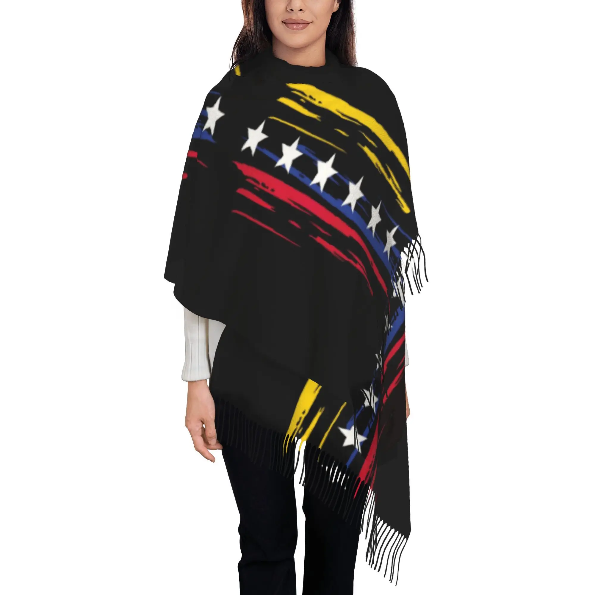 Venezuela Varsity World Flag Winter Tassel Scarf Shawl Soft Lightweight Warm Accessory for Outdoor Daily Wear Classic Fashion