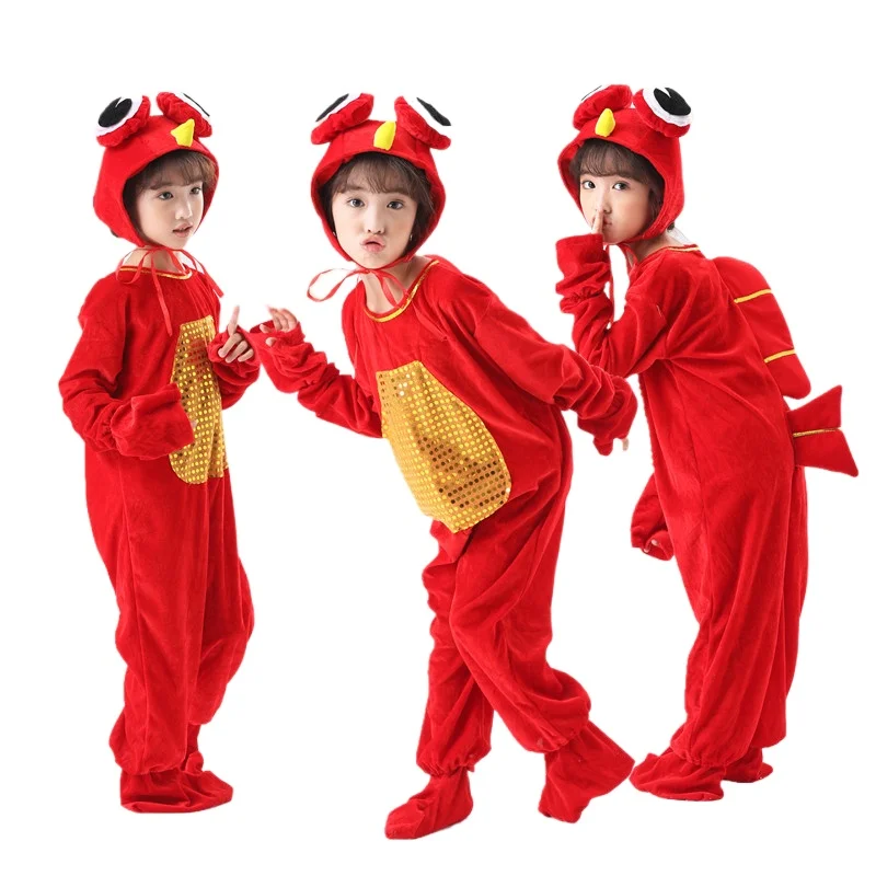 

Boys and girls animal costumeSmall red fishcostume Small fish swim ah swim carp costume Small fish blowing bubbles stage costume