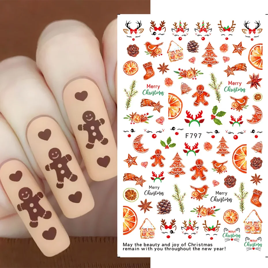 Pegatina navideña para uñas, copo de nieve, Urraca, pájaro, hoja deslizante 3D, diseño de Halloween, Año Nuevo, decoración, manicura, lámina de