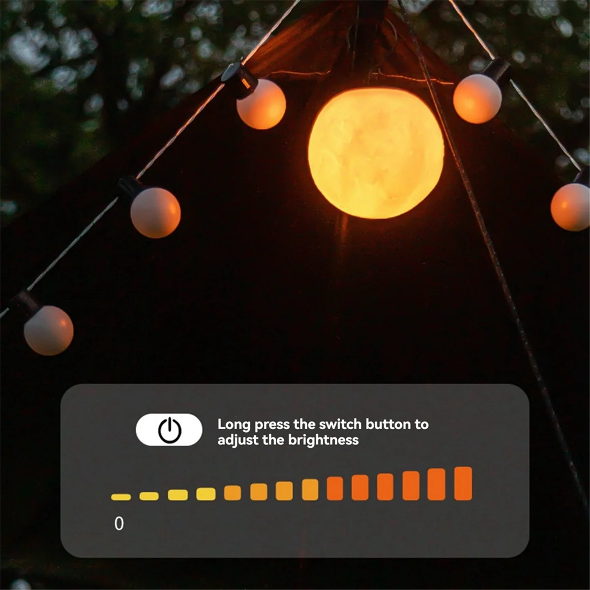 BAAU Outdoor LED Camping Light Waterproof Light Hanging Moonlight Garden Decorative Light Tent Camping Pendant Light