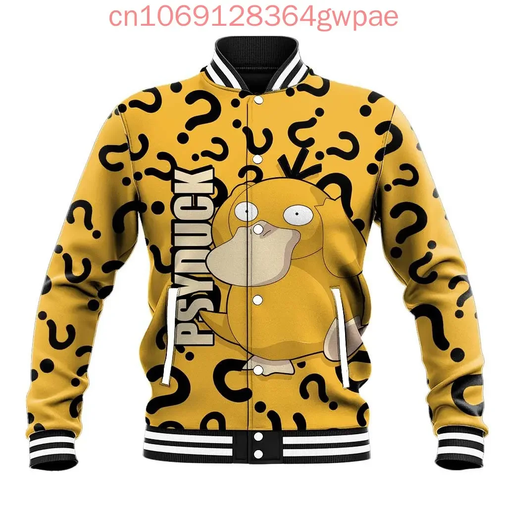 

Pokemon Gengar Baseball Jacket Coat Men and Women Y2K Button Casual Cool Baseball Jacket Tops