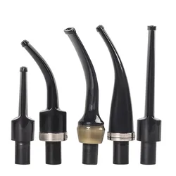 New 1pcs Black Ebonite Mouthpieces Pipe Stems Tobacco Pipe Stem for Smoking Tool Accessories Bent Taper 9mm Filter DIY Holder