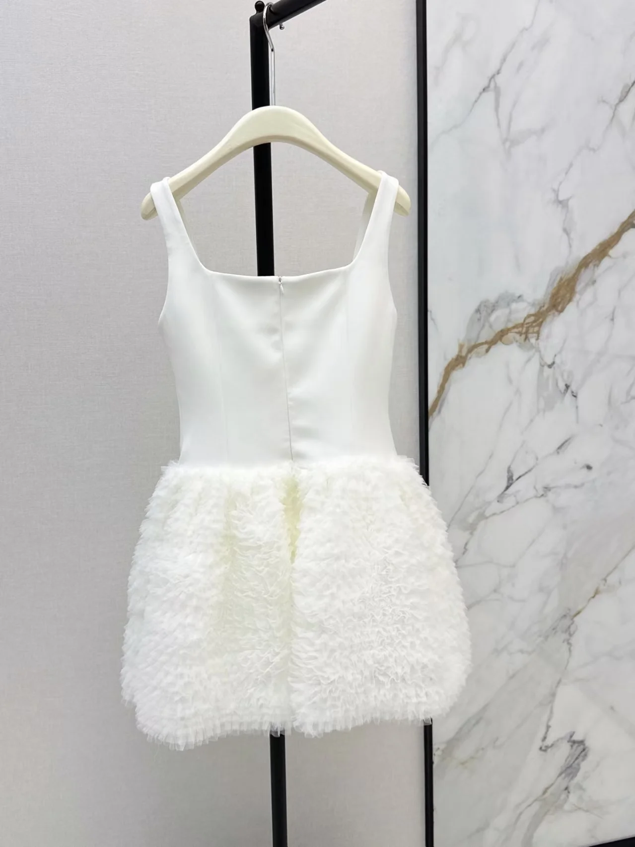 New French elegant ballet camisole cake square neck wide shoulder strap multi-layer plush mesh princess dress for women