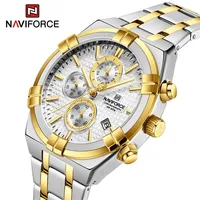 NAVIFORCE Brand Men's Luxury Quartz Wristwatch Stainless Steel Strap Waterproof Calendar Luminous Quartz Watch Relogio Masculino