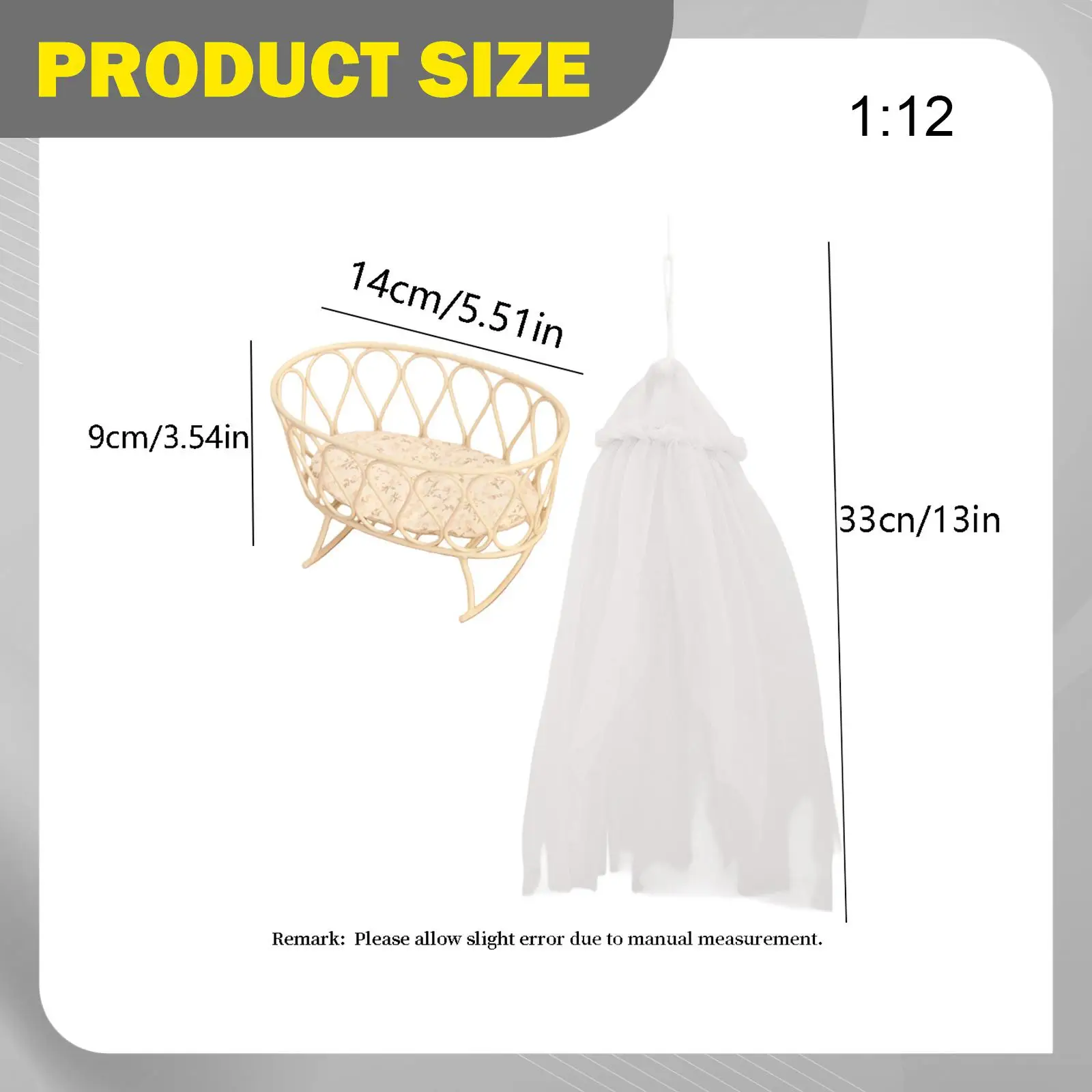 

Dollhouse Miniatures Crib Bed Iron and Yarn 1 12 Scale Furniture for Miniature House Kids Room Decoration