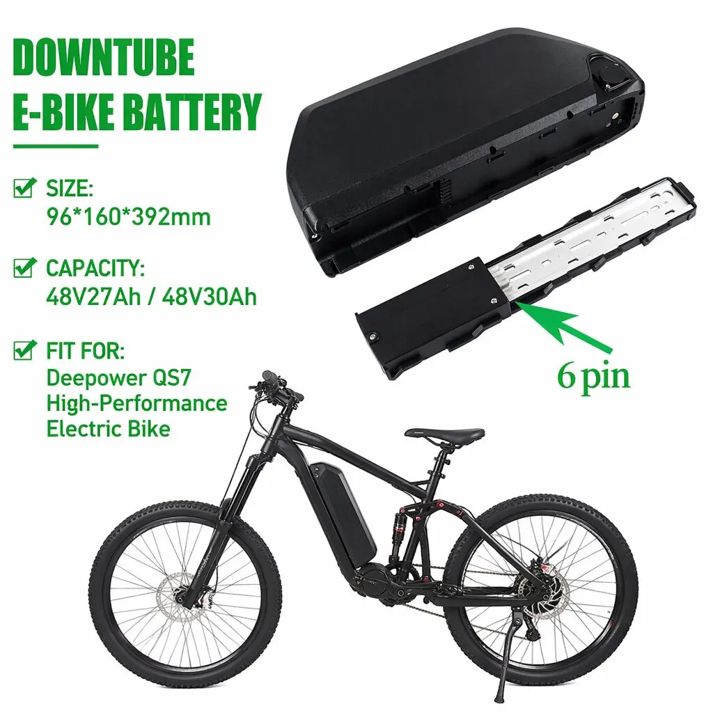 ダウンチューブEバイクバッテリー48V 27AH 30AH 35AH（Deepower QS7高性能電動自転車用）