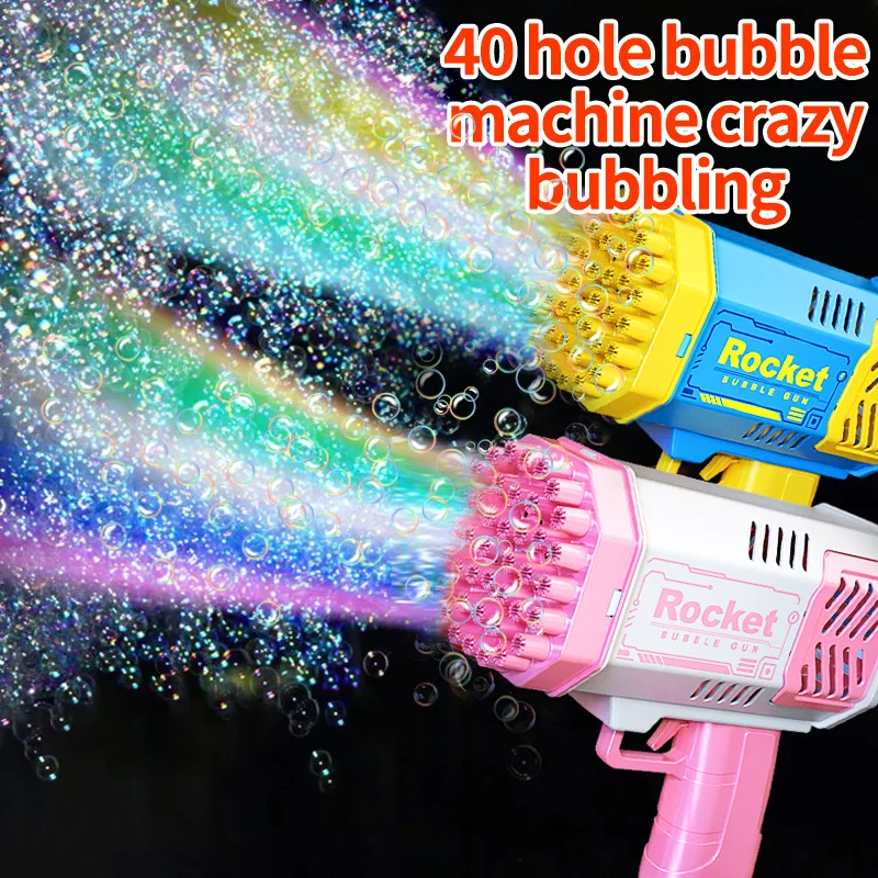 40-Hole Fully Automatic Bubble Blowing Outdoor Bubble Machine That Can Light Up Without Batteries And Bubble Water Children Gift