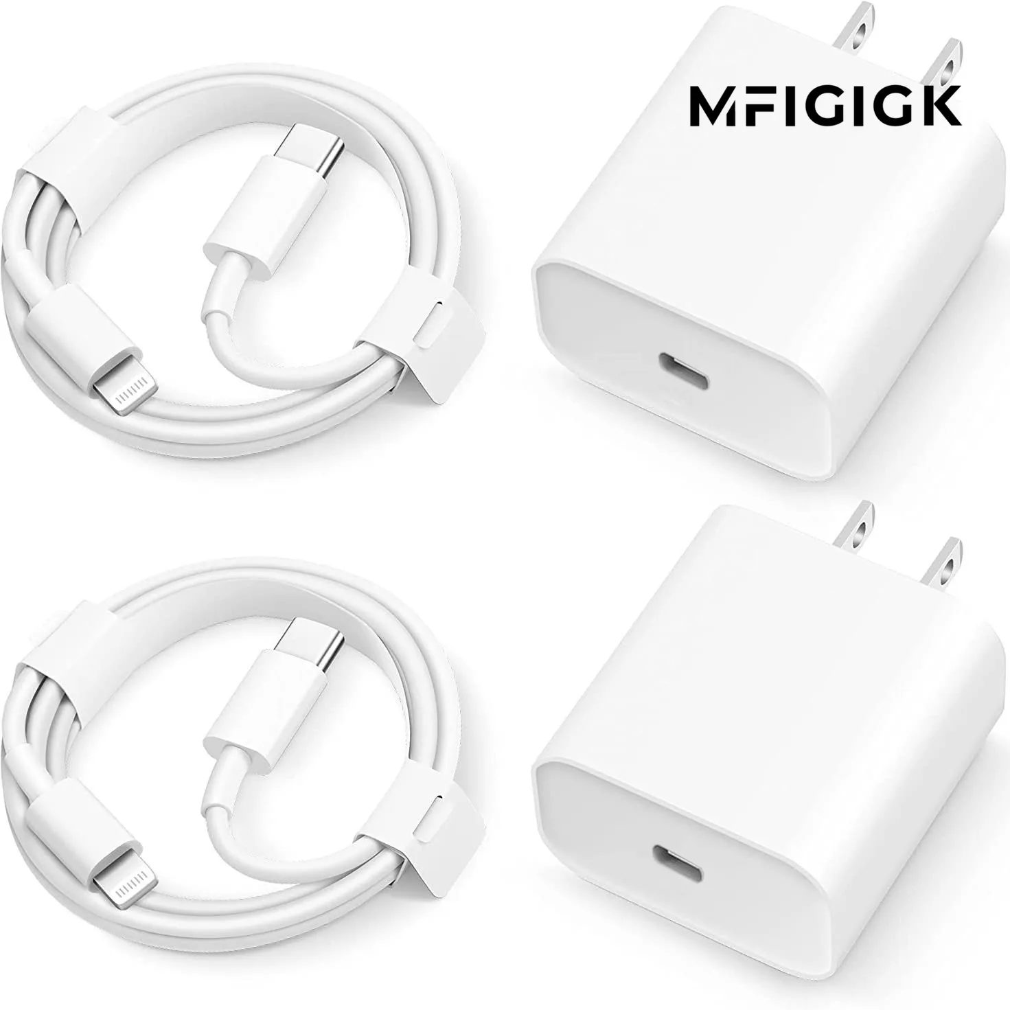 شاحن محول حائط سريع الشحن PD 20 وات USB من النوع C مع سلك كابل لهاتف iPhone IPad - مجموعتان #1