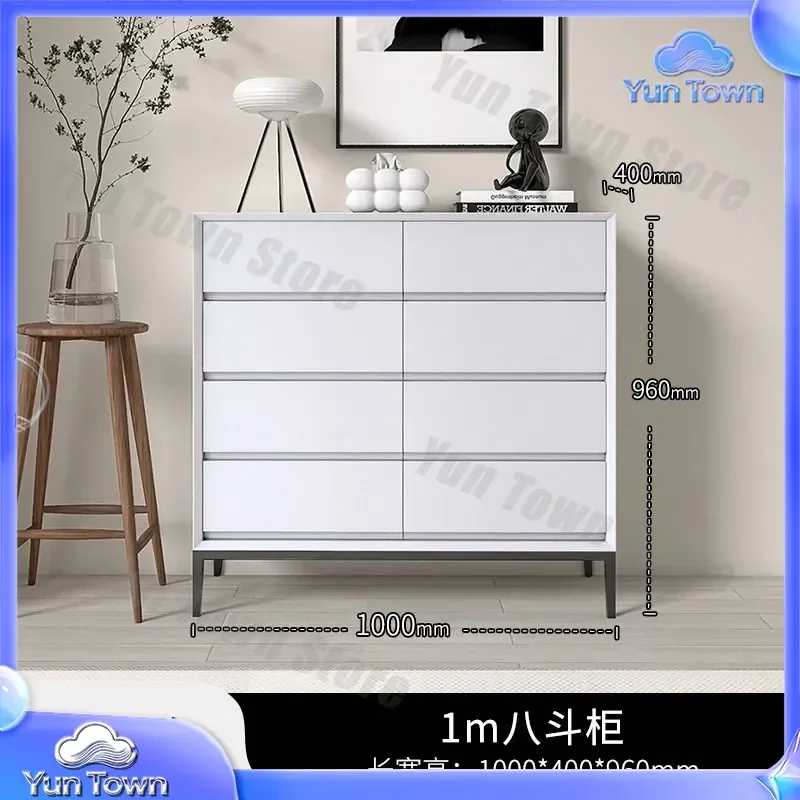 Italian Minimalist Eight-Bucket Cabinet for Nordic Modern Living Room Bedroom Sideboard Storage Cabinet Solid Wood Baking