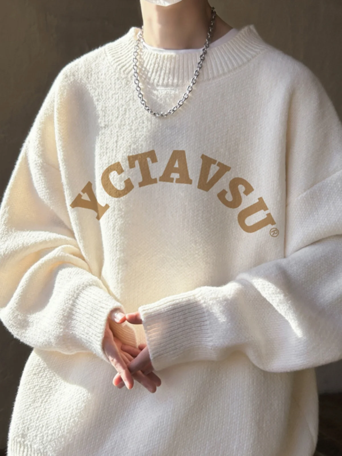 

American Sle Lazy Faion Men's round Ne Knitwear Long Sve Spring Autumn New Arrival Simple Match Casual Outerwear