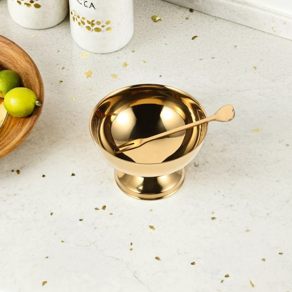

Creative Ice Cream Cup Stainless Steel Dessert Glass Bowl Metal Snack Bowls Thickened Ideal Capacity Versatile Kitchen