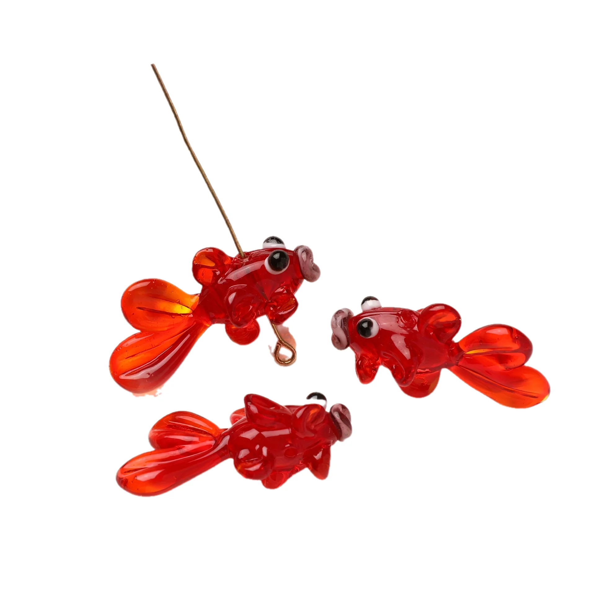 3pcs Handmade Lampwork Goldfish Beads For Jewelry Making Loose Spacer Murano Glass Fish Bead DIY Bracelet Necklace Earring