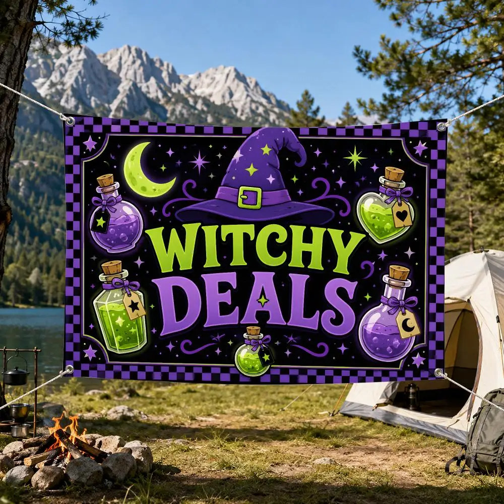 WITCHY DEALS Flags Aesthetic Wall Tapestry Printed Wall Hanging Living Room Party Outdoor Decor