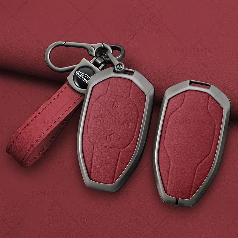 Stylish Leather Car Key Case Cover for GAC Trumpchi GS4 GM8 GA4 GS5 GS3 GA3 GA6 SGS7 Legend GS8 Metal Remote Fob Key Accessories