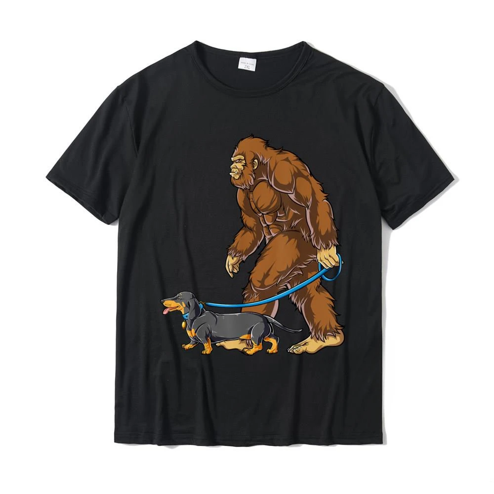 Newest  Man T Shirts Cotton Tees Summer Bigfoot Dog  Walk Dachshund T Shirt Sasquatch Kids Men Women T-Shirt  harajuku tops