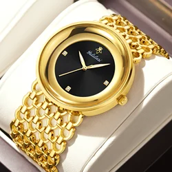 YaLaLuSi-reloj de cuarzo dorado para mujer, pulsera de lujo con esqueleto, caja de diseño, removedor de reloj, chapado en iones, promoción