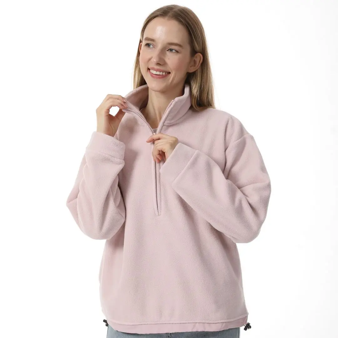 플리스 스웨트셔츠 모자 없음 여성용 멀티 컬러 가을 셔파 핑크 크루넥 배트윙 슬리브 리본 레이스업 러플 소녀 모드 스타일