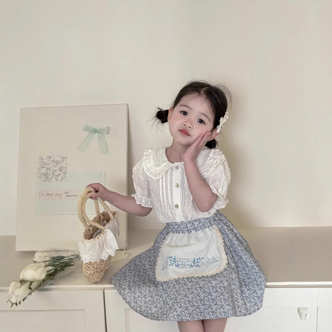 

Cute Doll Shirt Summer New Korean Fashion All-match Fashion Casual Doll Collar Thin Shirt Kids Clothes Girls