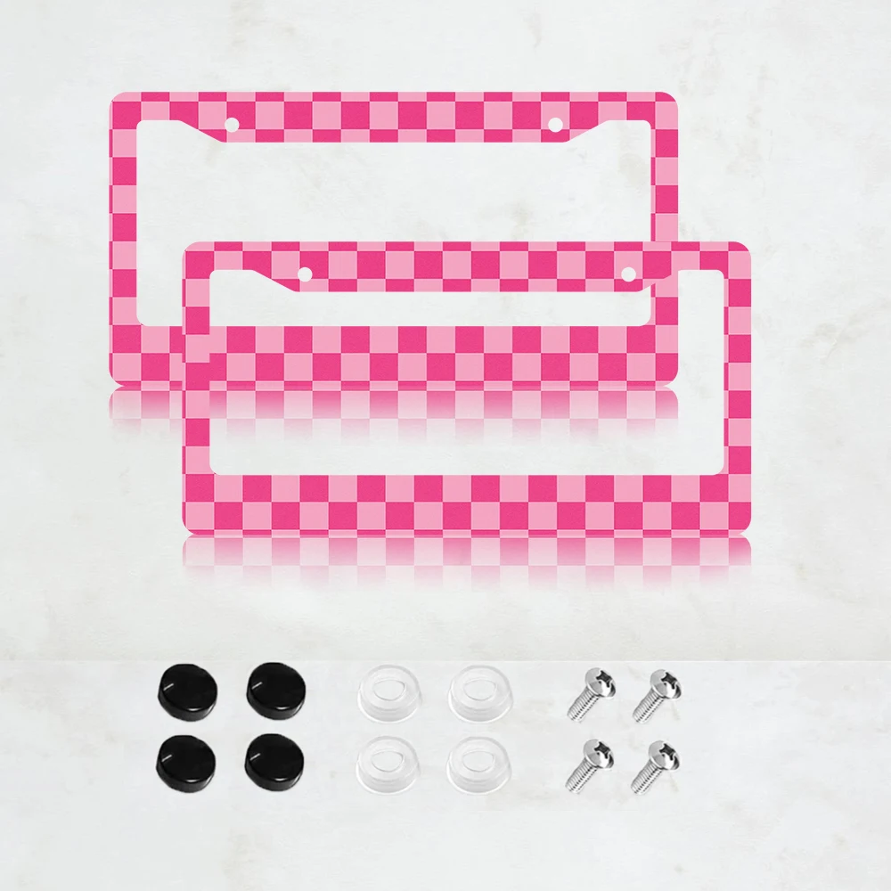 

Алюминиевая рамка для номерного знака (2 шт.), рамка для номерного знака с клетчатым принтом, аксессуары для автомобиля, декор - 6 x 12 дюймов