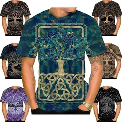 2024 Hot Sale T Shirt For Men The Tree of Life 3d Print Men's Short-sleeved T-shirts Ropa Hombre Oversized Loose O Neck Clothing