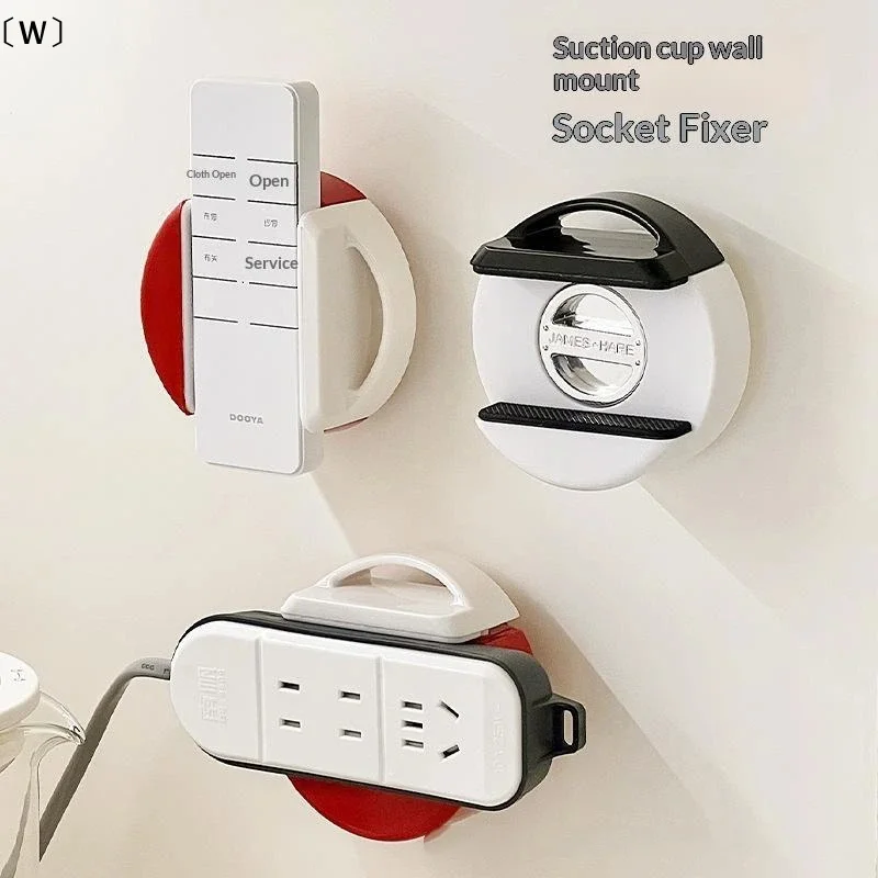 〔W〕Suction Cup Wall Mount Socket Holder Strong Adhesion Drill Free For Home Office Organizing Power Strips Remotes