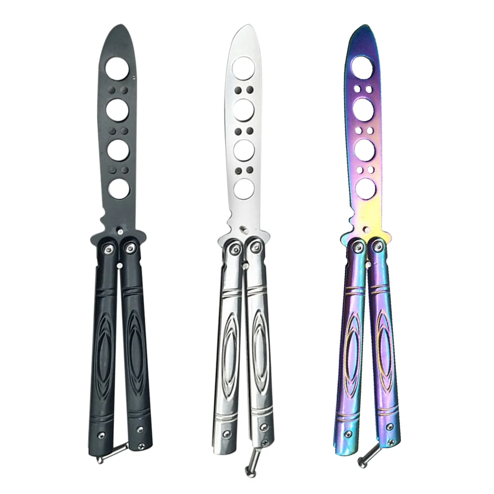 Portable Practice Butterfly Knife CSGO Balisong Trainer Stainless Steel Pocket Practice Knife Training Tool for Outdoor Games