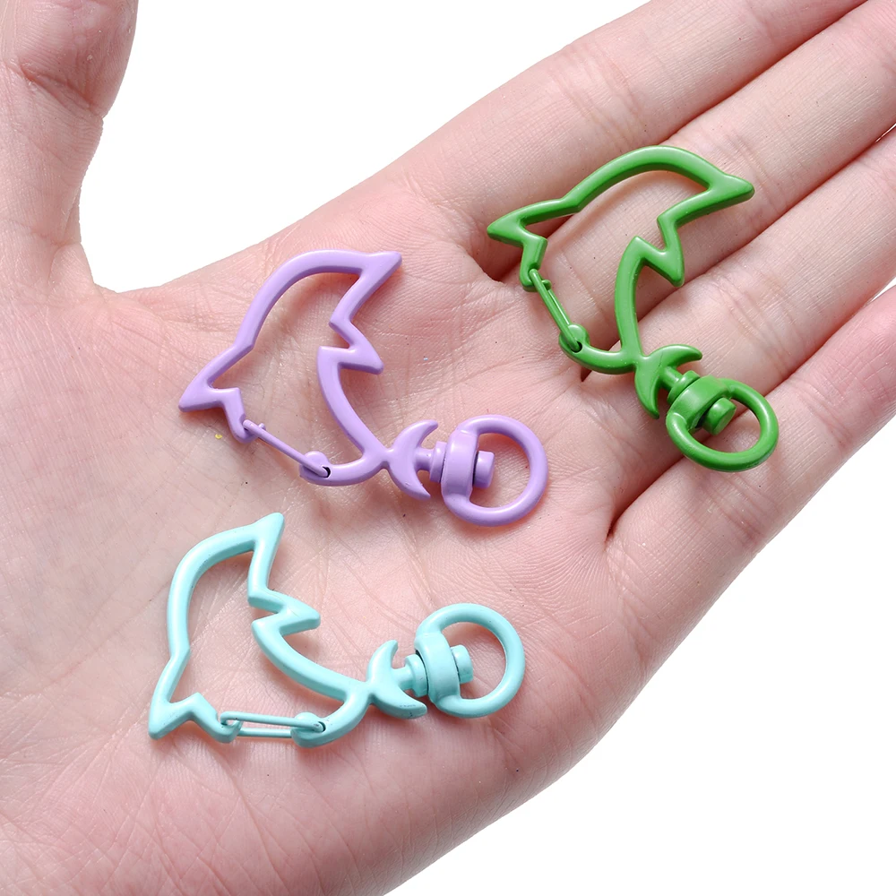 IYOE 5pcs 28x42mm 14 Colors Dolphin Lobster Claps Hook Spring Clasp Hook for Making Jewelry Keychain Key Ring Hooks DIY Findings