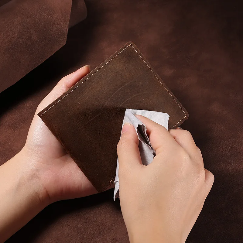 Free Custom First Letter Retro Crazy Horse Leather Wallet Ultra-thin Leather Coin Wallet Fashionable Men's Short Money Set 2025