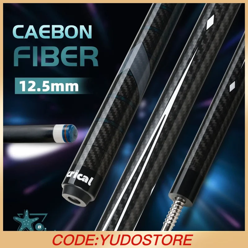 CRICAL CL-01 Carbon Fiber Pool Cue Stick Black Technology Low Deflection 12.5mm Tip 3 * 8/8 Joint Pin Professional 1/2 Billiard