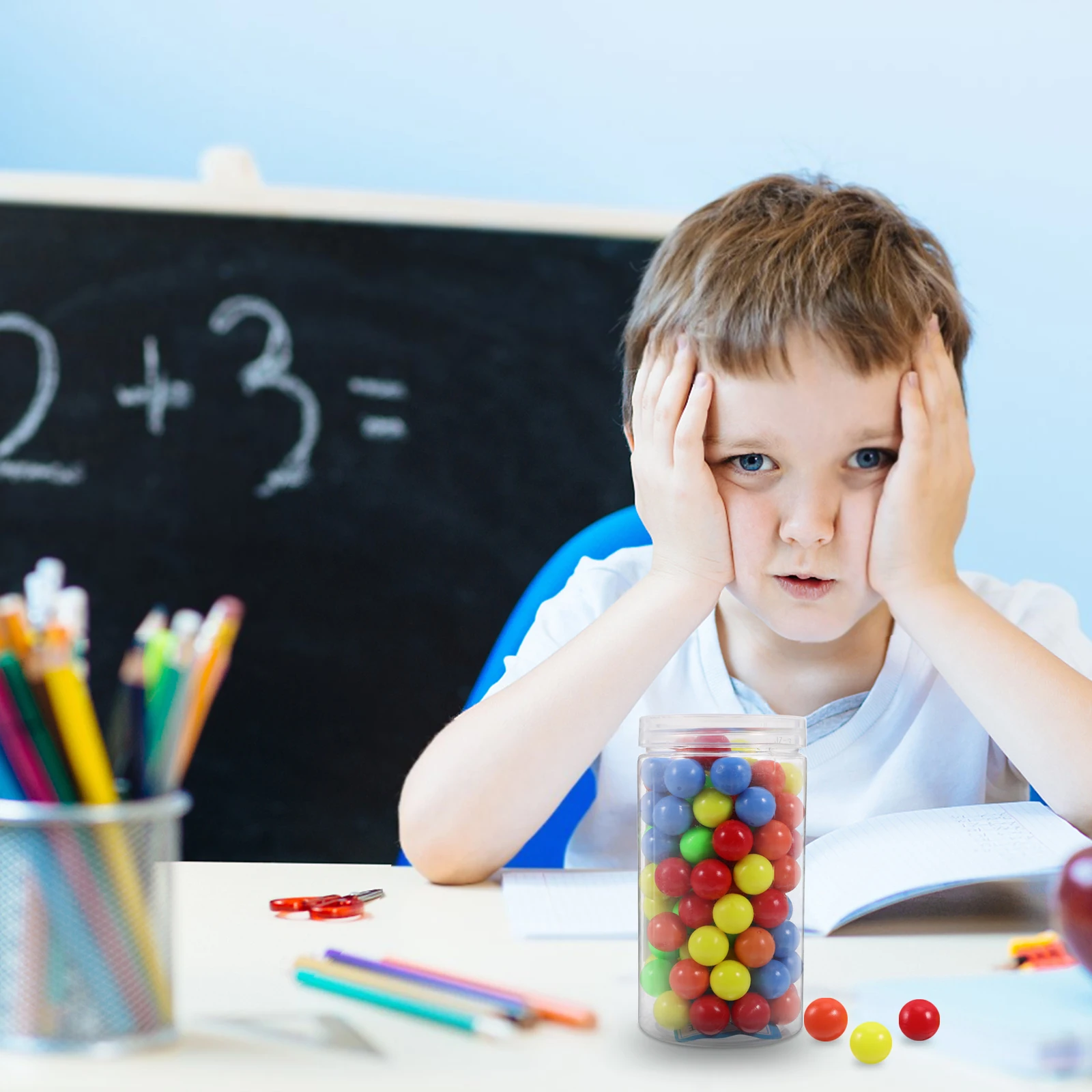 

100pcs Counting Balls 15mm Plastic Solid Colored Math Teaching Aids for Kids Learning Games Probability Supplies