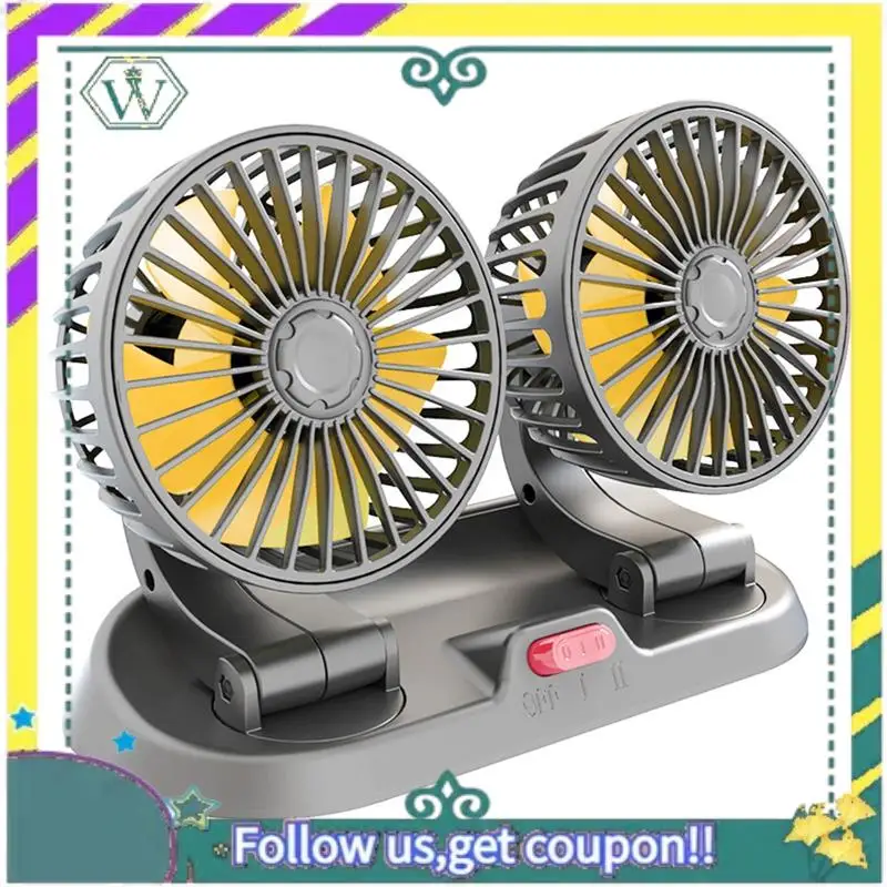 

Upgraded Car Fan Double Head Fan Portable Auto Cooling Fan Cooling Big Wind Electric Fan Car Folding Fan
