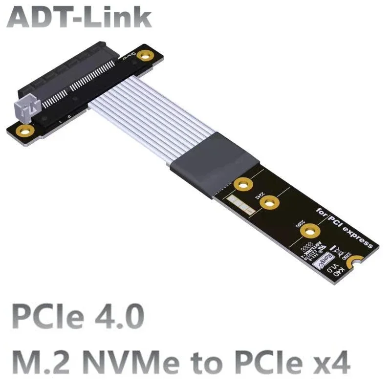 

ADT-Link PCIe 4.0 M.2 NVMe to x4 Riser Cable Graphics Card Extension M.2 NVMe Key M SSD Adapter PCIe x4 Connector 4.0 Full Speed