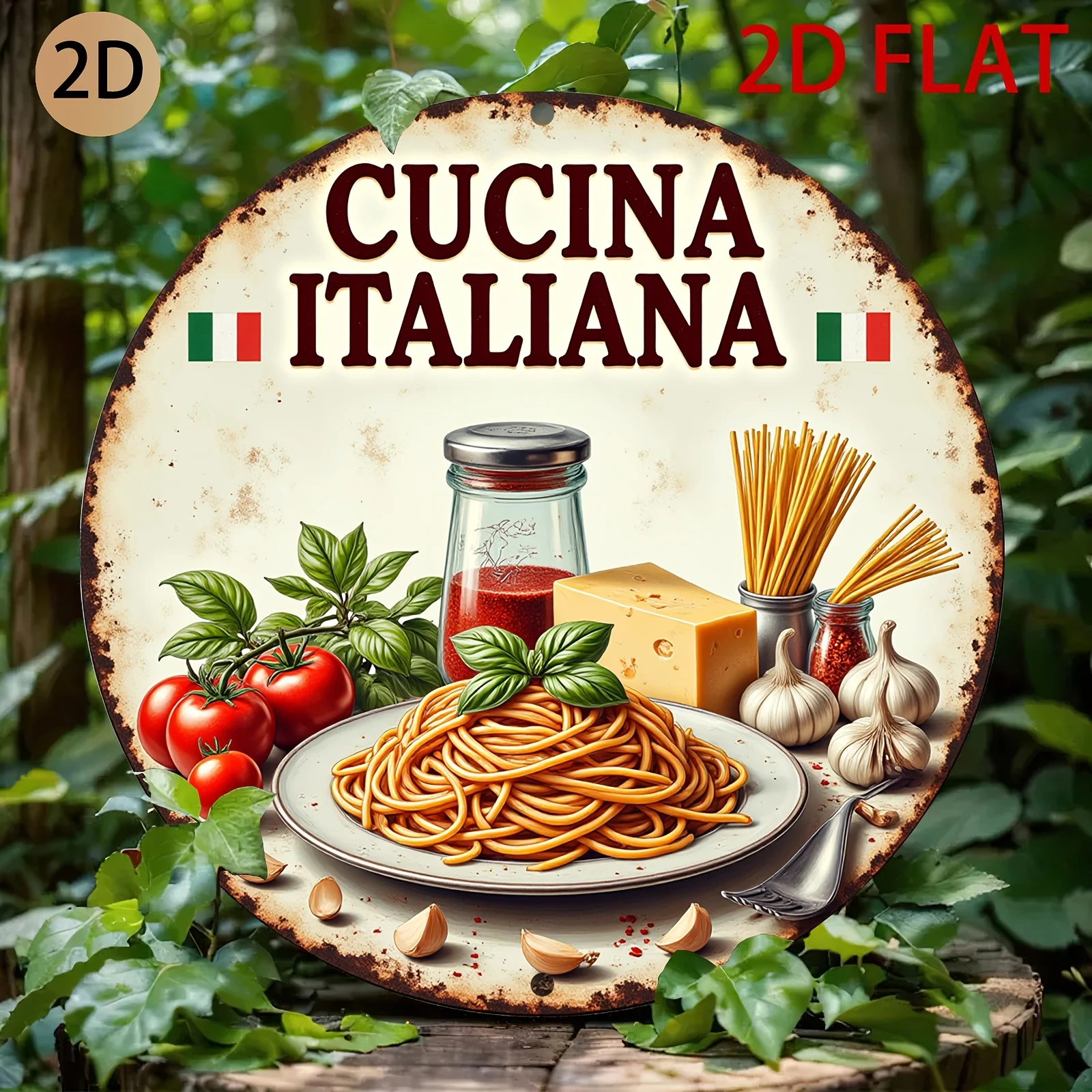 Vintage Cucina Italiana Küchendekoration Metall-Blechschild für Wandkunst