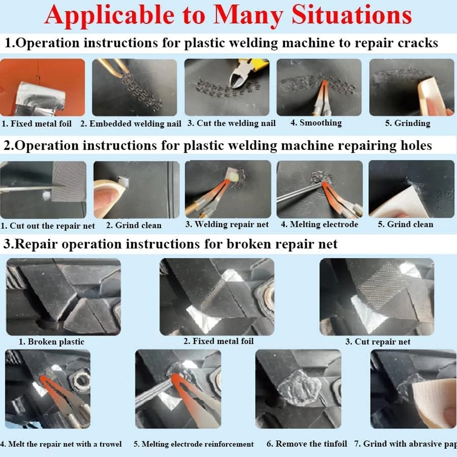 Kit de soldador de plástico de 150 W com 400 grampos quentes, conjunto de ferramentas de reparo de rachaduras de para-choque de carro automático para soldagem de plástico (vermelho)