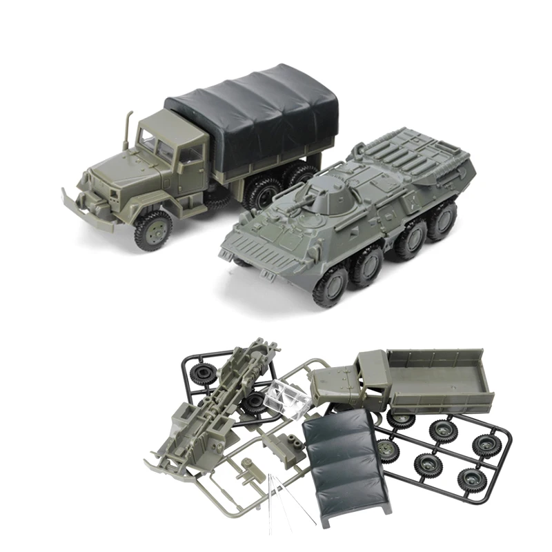 1/72 M35 Truck BTR-80 Armored Personnel Carrier Assembly Model Toy Car 4D Ornaments Gift For Boys A25