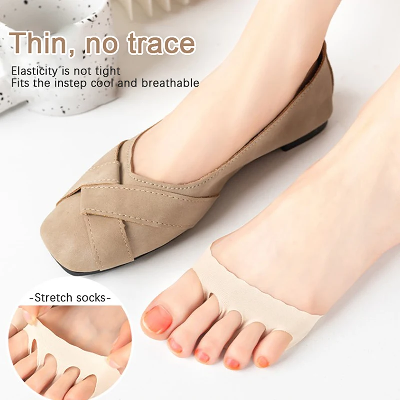 1 Pair Five Toes Forefoot Pads For Women High Heels Half Insoles Cotton Invisible Socks Anti-pain Anti-skid Toe Pad Inserts