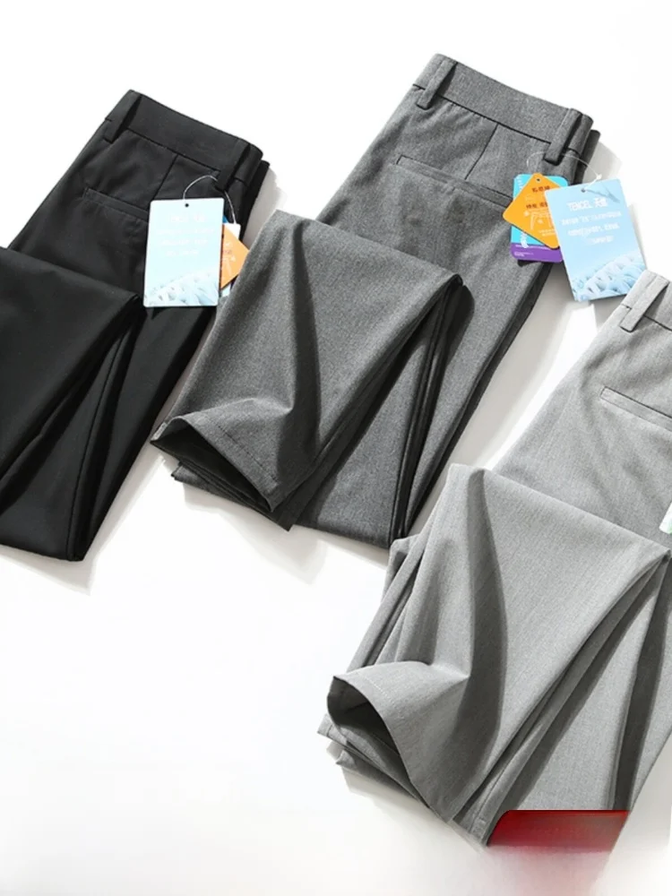 

Comfortable Straight Leg Casual Pants for Men Summer Busin Casual Elastic Fabric Men's Faion Urban Sle Long Tro...